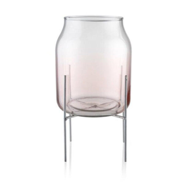 Vaza de sticla cu suport metalic