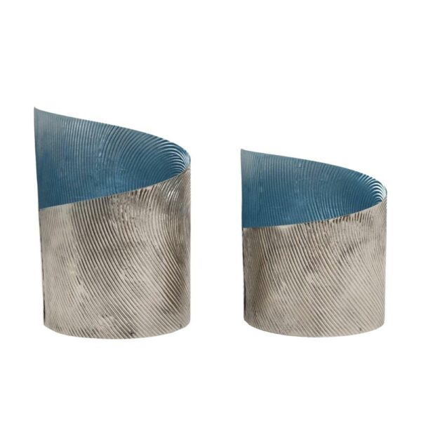 Set suport lumanari din metal argintiu